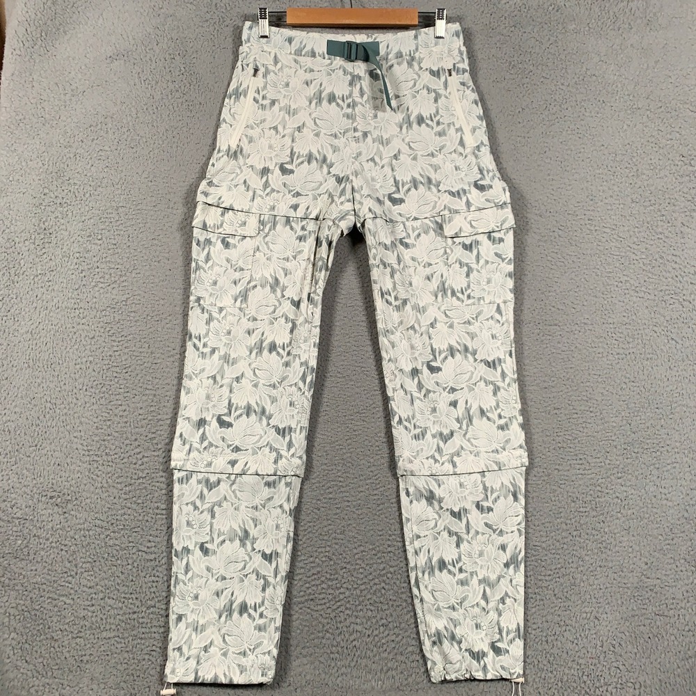 Athleta Trekkie Convertible Hike Pant Womens 8/T White Floral Zip Off Cargo Tall